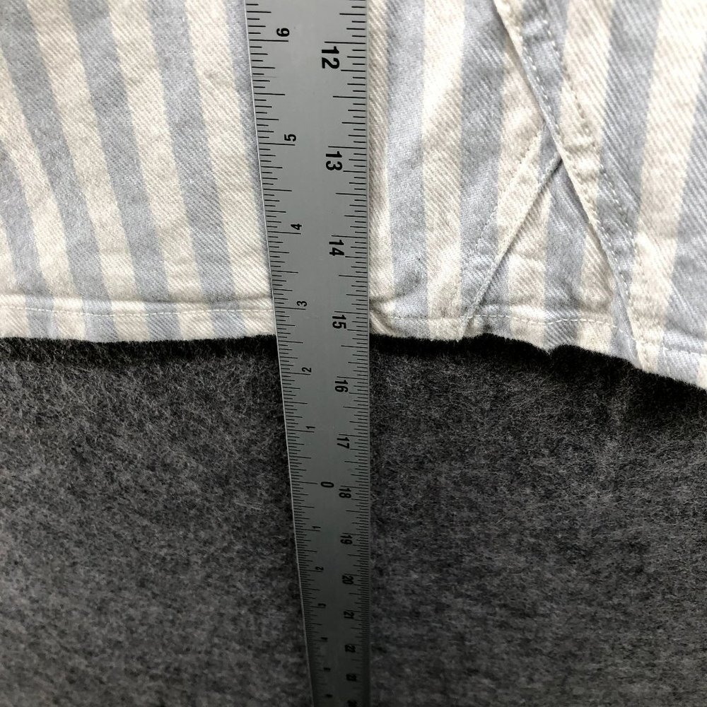 Madewell Denim Mini Skirt Sz 26 Pompano Stripe Blue White A Line Stretch Button - Picture 6 of 10